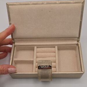 Wolf Champagne Gold Quilted Leather Jewelery Storage Case Travel